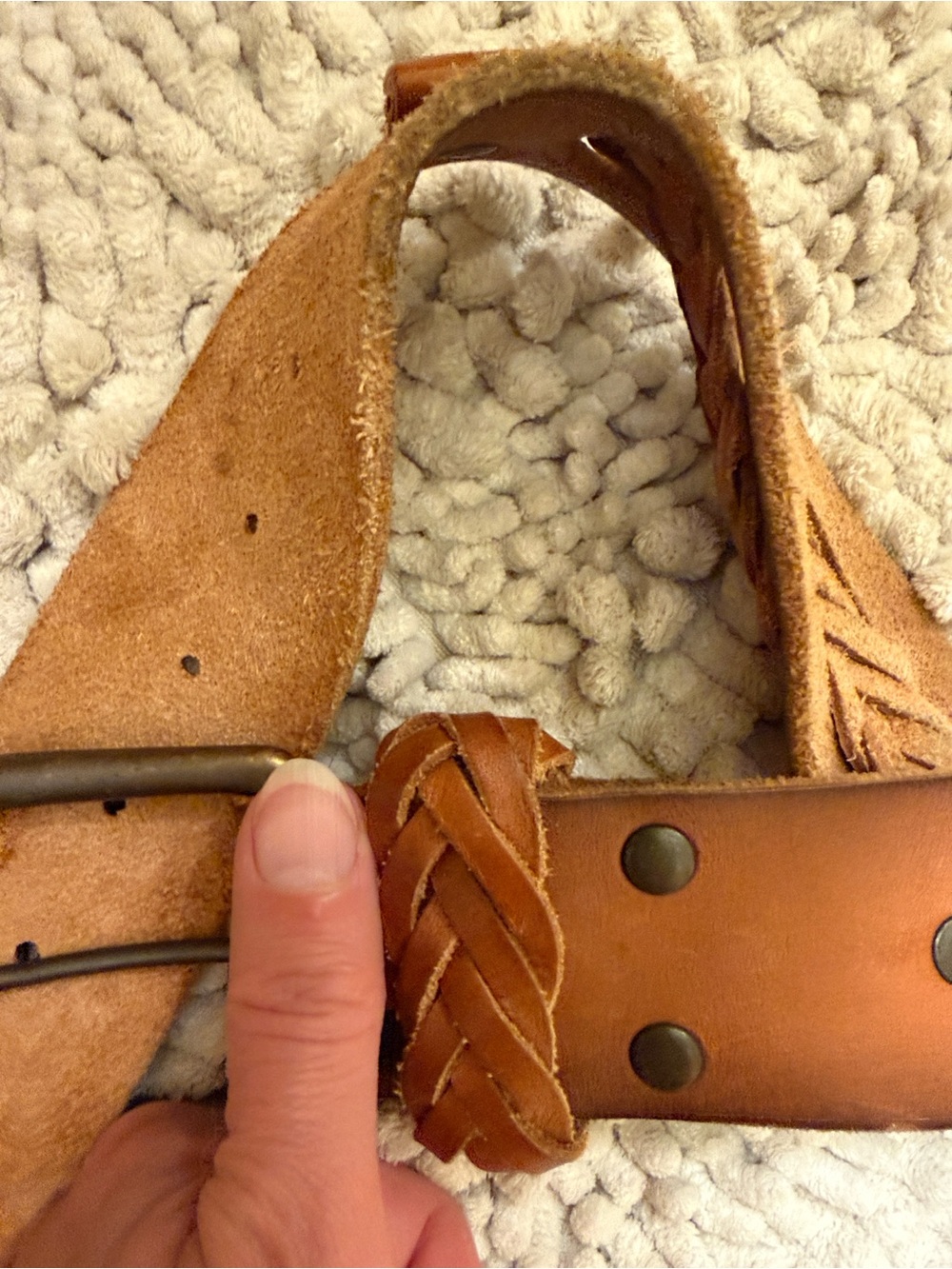 Braided Leather Women's Belt in Brown